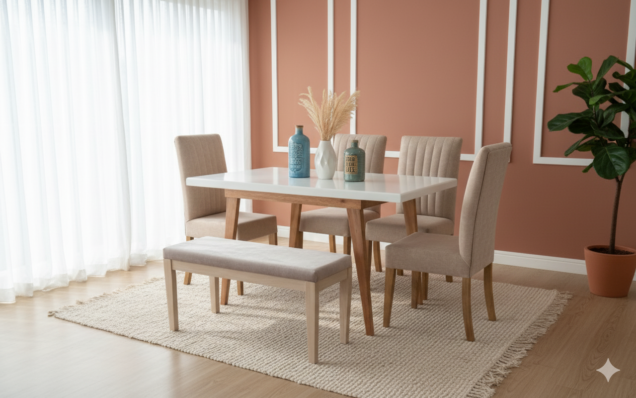 Mesa Comedor Gales + Sillas gales + Banca